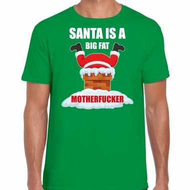 Fout kersttrui / outfit santa is a big fat motherfucker groen voor man