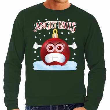 Foute kerst sweater / trui angry balls groen man