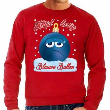 Foute kerst sweater / trui blauwe ballen rood voor man