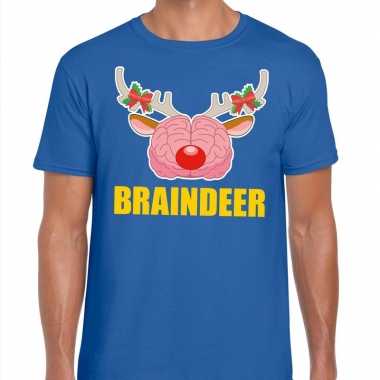 Foute kerst t trui braindeer blauw voor man