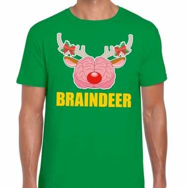 Foute kerst t trui braindeer groen voor man