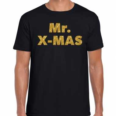Foute kerst t trui mr x mas goud glitter / zwart man