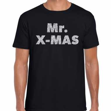 Foute kerst t trui mr x mas zilver glitter / zwart man
