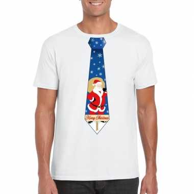 Foute kerst t trui stropdas met kerstman print wit voor man