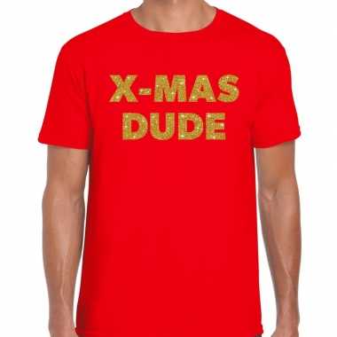 Foute kerst t trui x mas dude goud glitter op rood man