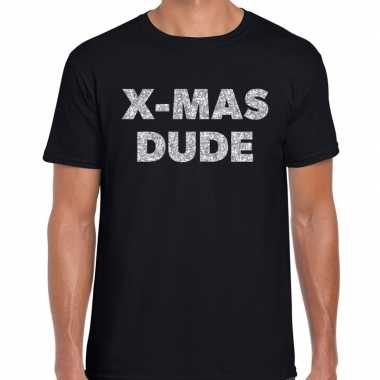 Foute kerst t trui x mas dude zilver glitter op zwart man