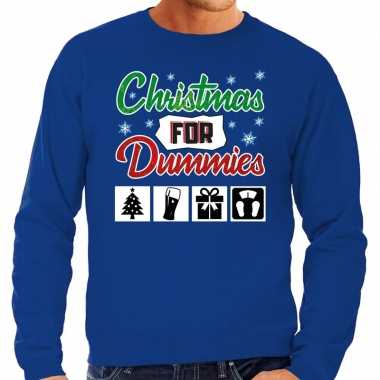 Foute kersttrui christmas for dummies blauw voor man