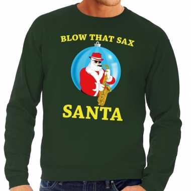 Foute kersttrui groen blow that sax voor man