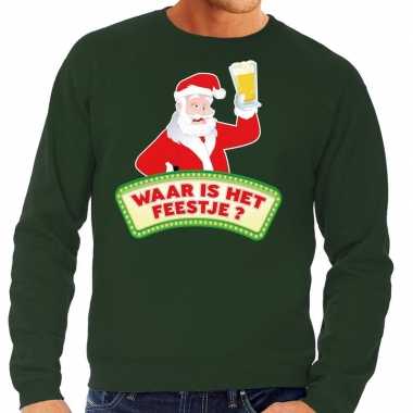 Foute kersttrui groen waar is het feestje voor man