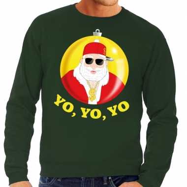 Foute kersttrui hip hop / rapper santa groen voor man