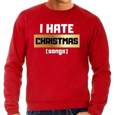 Foute kersttrui i hate christmas songs rood voor man