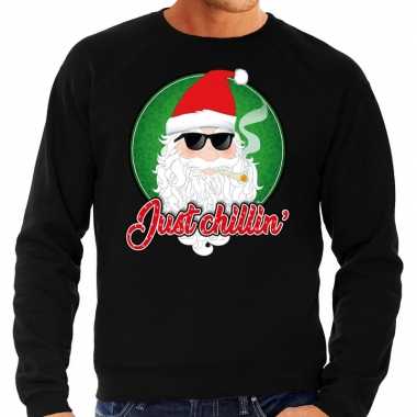 Foute kersttrui just chillin zwart voor man
