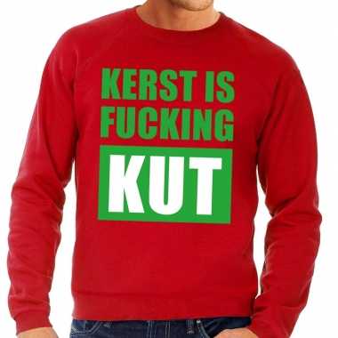 Foute kersttrui kerst is fucking kut rood voor man