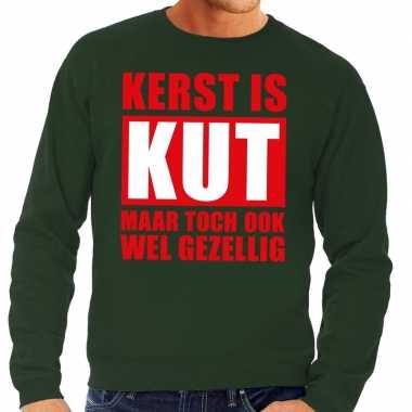 Foute kersttrui kerst is kut maar toch gezellig groen voor man