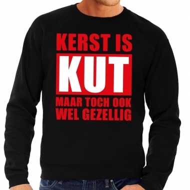 Foute kersttrui kerst is kut maar toch gezellig zwart voor man