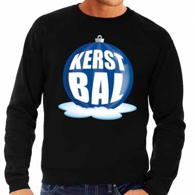 Foute kersttrui kerstbal blauw op zwarte sweater voor man
