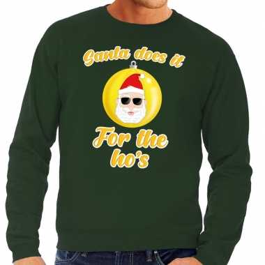 Foute kersttrui kerstman does it for the ho's groen voor man