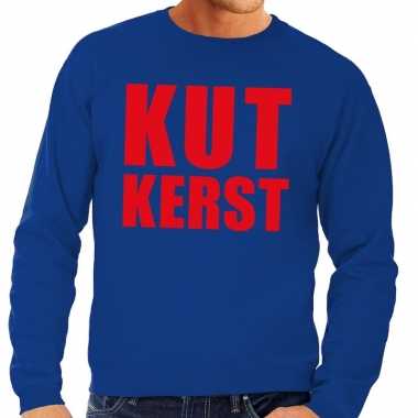 Foute kersttrui kut kerst blauw voor man
