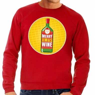 Foute kersttrui merry christmas wine rood man