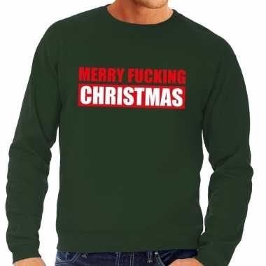 Foute kersttrui merry fucking christmas groen voor man
