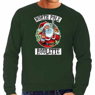 Foute kersttrui / outfit northpole roulette groen voor man