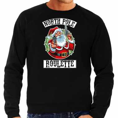 Foute kersttrui / outfit northpole roulette zwart voor man