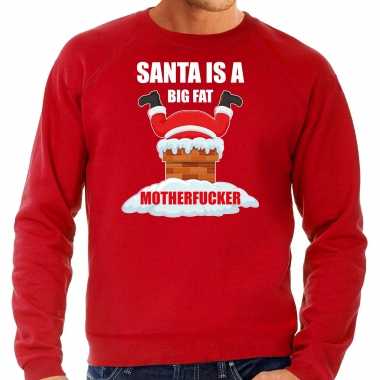 Foute kersttrui / outfit santa is a big fat motherfucker rood voor man