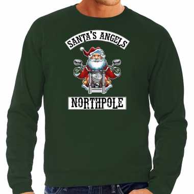 Foute kersttrui / outfit santas angels northpole groen voor man