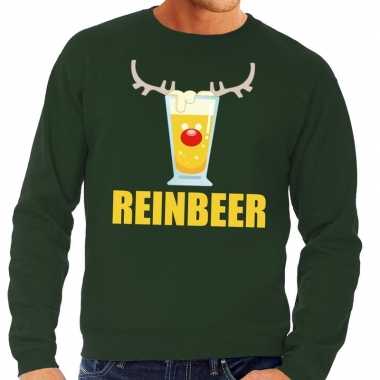 Foute kersttrui reinbeer groen voor man