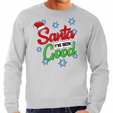 Foute kersttrui santa i have been good grijs voor man