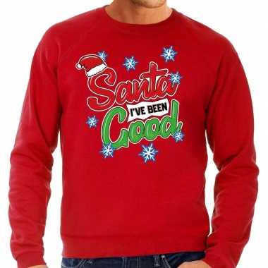 Foute kersttrui santa i have been good rood voor man