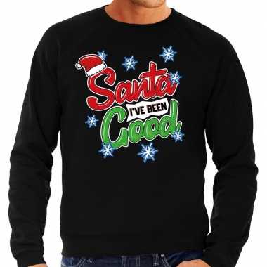 Foute kersttrui santa i have been good zwart voor man