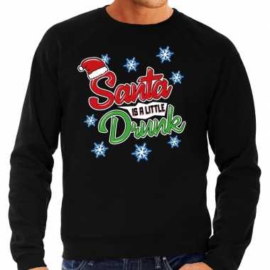 Foute kersttrui santa is a little drunk zwart voor man