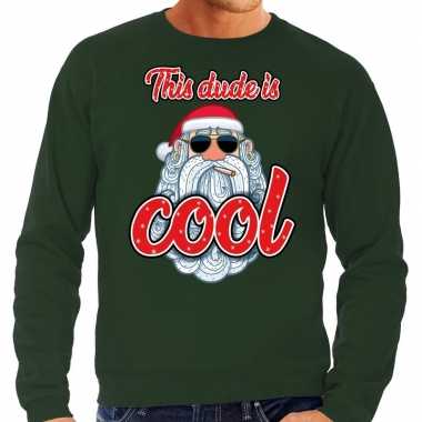 Foute kersttrui stoere kerstman this dude is cool groen man