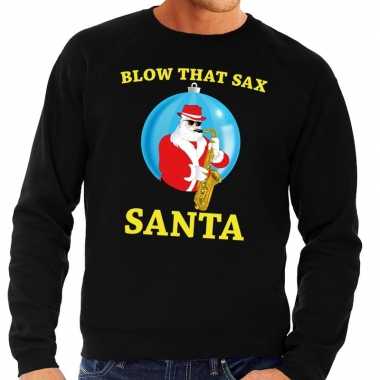 Foute kersttrui zwart blow that sax voor man