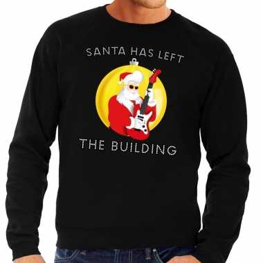Foute kersttrui zwart santa has left the building voor man