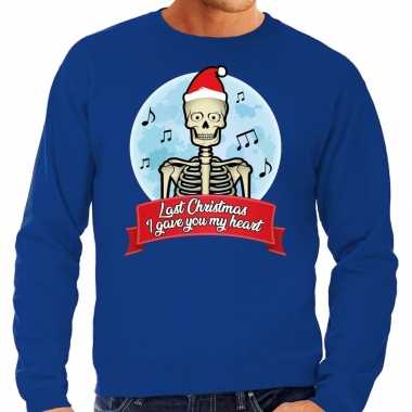 Grote maat kersttrui blauw last x mas i gave you my heart man