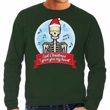 Grote maat kersttrui groen last x mas i gave you my heart man
