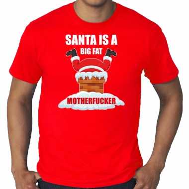 Grote maten fout kersttrui / outfit santa is a big fat motherfucker rood voor man