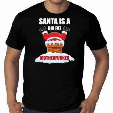 Grote maten fout kersttrui / outfit santa is a big fat motherfucker zwart voor man
