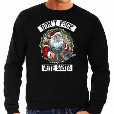 Grote maten foute kersttrui / outfit dont fuck with santa zwart voor man