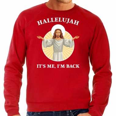 Hallelujah its me im back kersttrui / outfit rood voor man