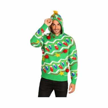 Hooded kerst sweater groen man