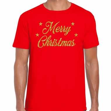 Kerstrui merry christmas gouden glitter letters rood man