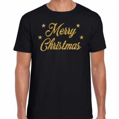 Kerstrui merry christmas gouden glitter letters zwart man