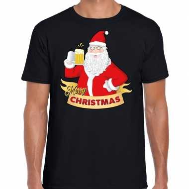 Kerstrui merry christmas santa bier / proost zwart man