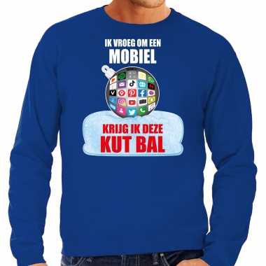 Kut kerstbal kersttrui / kerst outfit ik vroeg om een mobiel krijg ik deze kut bal blauw voor man