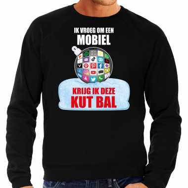 Kut kerstbal kersttrui / kerst outfit ik vroeg om een mobiel krijg ik deze kut bal zwart voor man