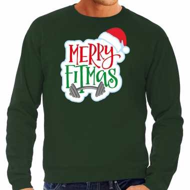 Merry fitmas kersttrui / outfit groen voor man