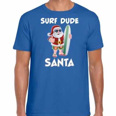 Surf dude santa fun kersttrui / outfit blauw voor man